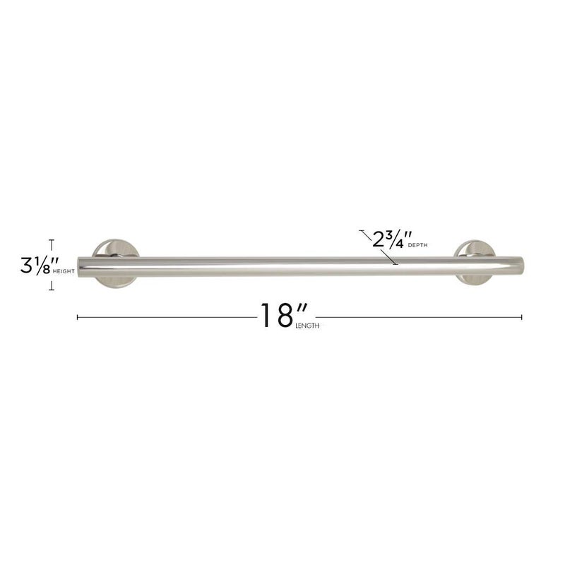Seachrome 18-inch Coronado Designer Straight Bathroom Shower Grab Bar, Stainless Steel, Polished Chrome - Image 2
